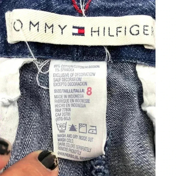 VTG Tommy Hilfiger Women's Blue Denim Jeans Sz 8 Culottes Wide Leg Flare Retro - Picture 3 of 11